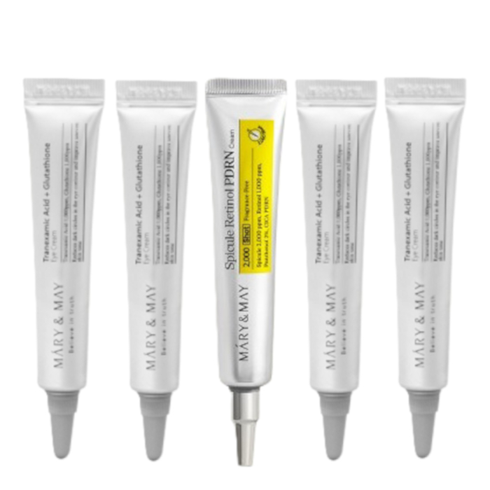 Mary&May - Spicule Retinol PDRN Cream - 15g (1ea) & Tranexamic Acid + Glutathione Eye Cream - 12g (4ea) Set