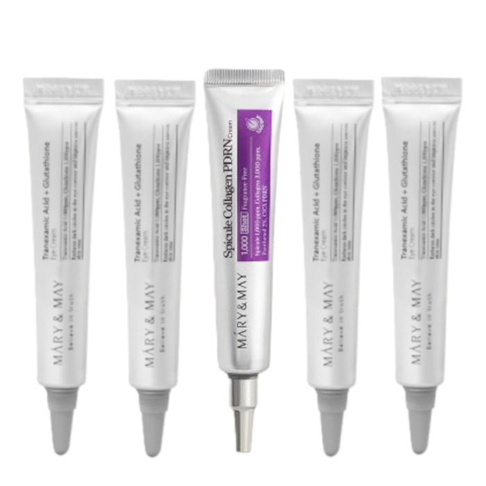 Mary&May - Spicule Collagen PDRN Cream - 15g (1ea) & Tranexamic Acid + Glutathione Eye Cream - 12g (4ea) Set