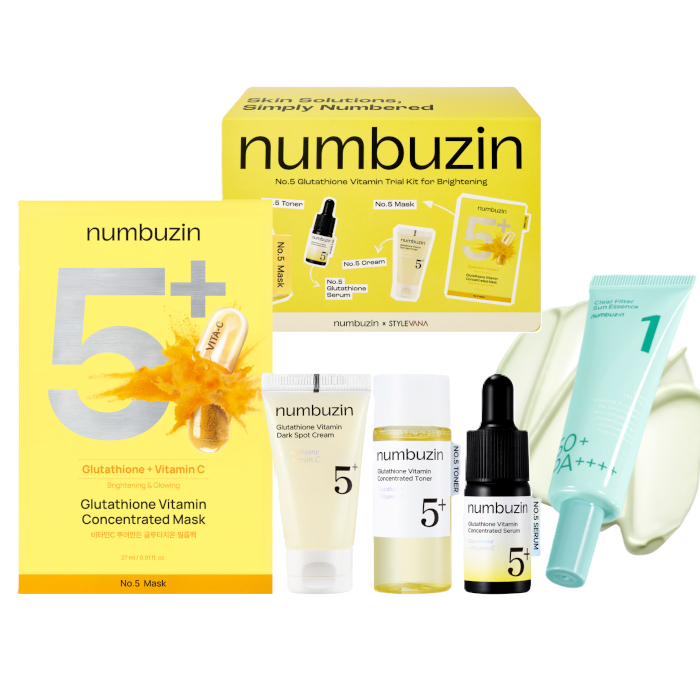 numbuzin - No.5+ Glutathione Vitamin Trial Kit for Brightening (Stylevana Exclusive) - 1 Set (4 Items) & No.1 Clear Filter Sun